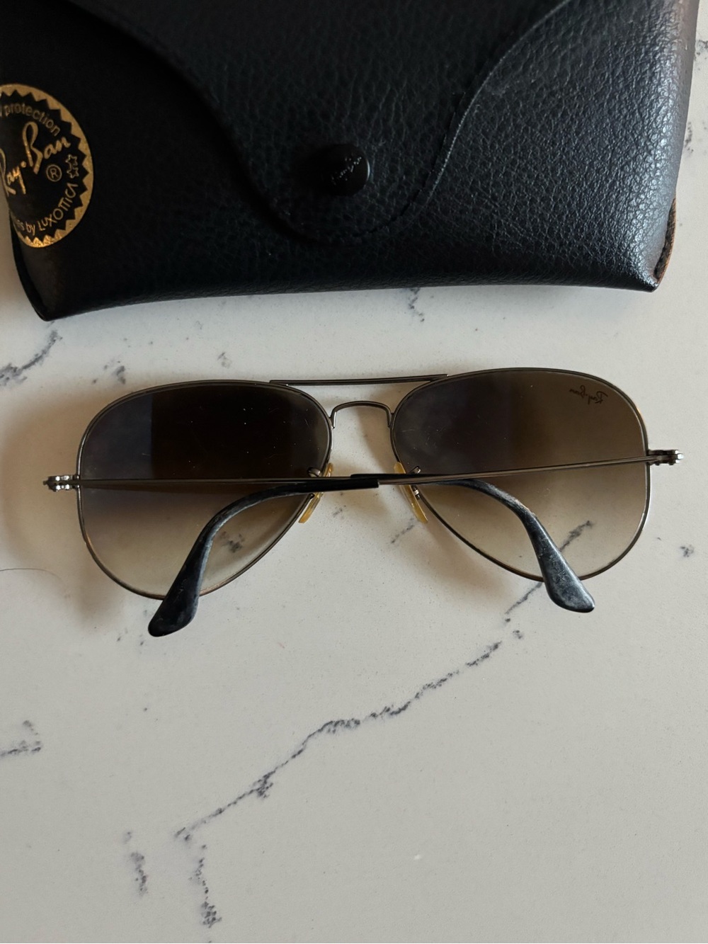 Ray-Ban Aviator Sunglasses Brown Gradient Lenses with silver frame - Picture 2 of 2